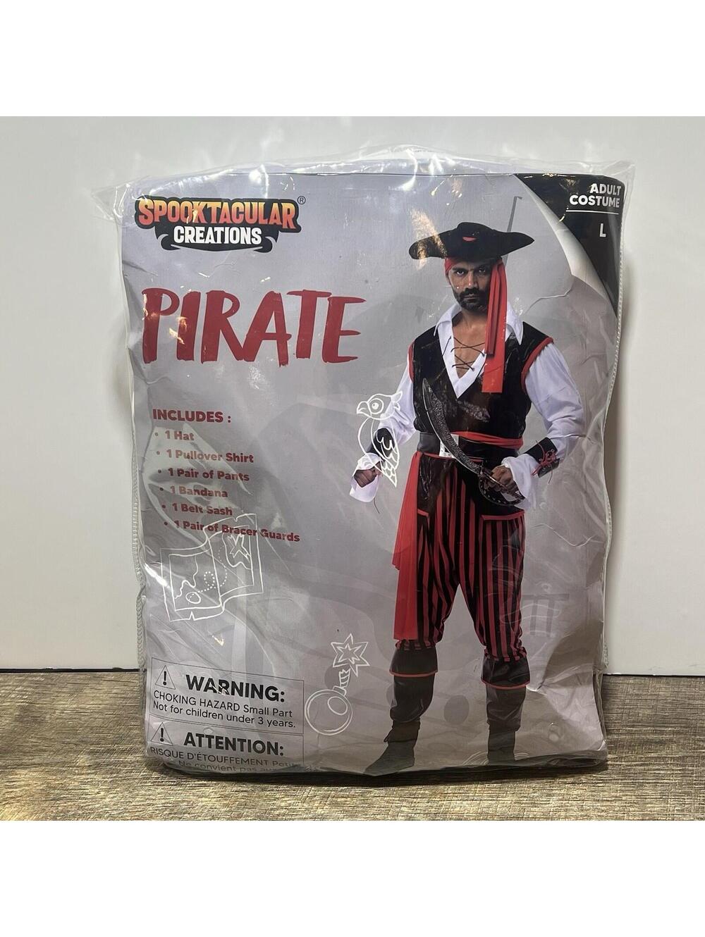 SPOOKTACULAR CREATIONS Pirate Costume Adult Size LG Theatre Dress Up Party NEW